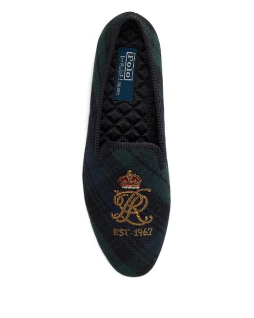 靴 Polo Ralph Lauren crest Loafer Polo Ralph Lauren Paxton Crest-Embroidered Loafers in Blue for Men