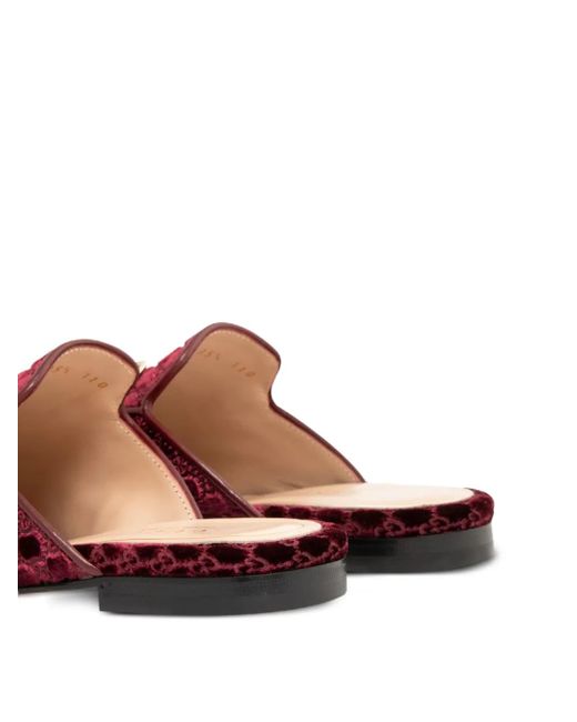 Gucci Brown Horsebit Gg Pattern Velvet Mules