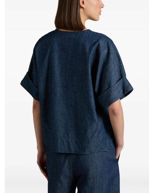 Glanshirt Blue Tie-Detail Denim T-Shirt