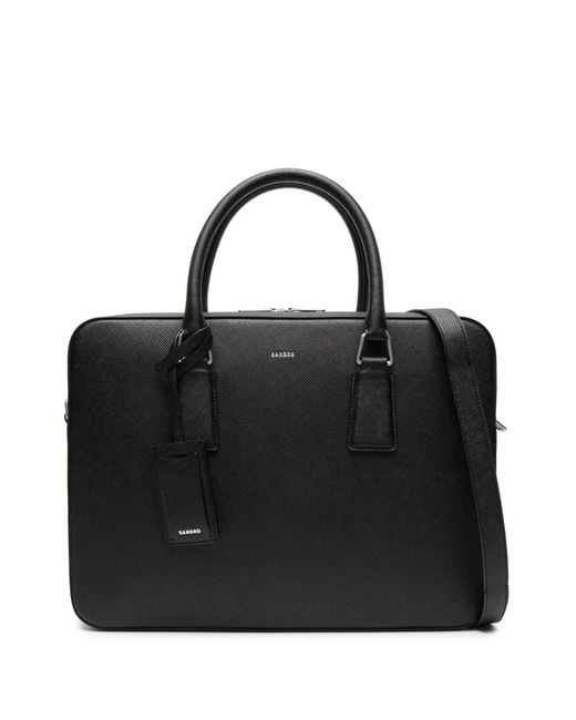 Sandro Black Reconstituted Leather Briefcase for men