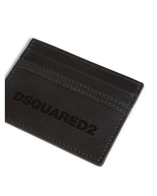 DSquared² Black Logo-Print Card Holder for men