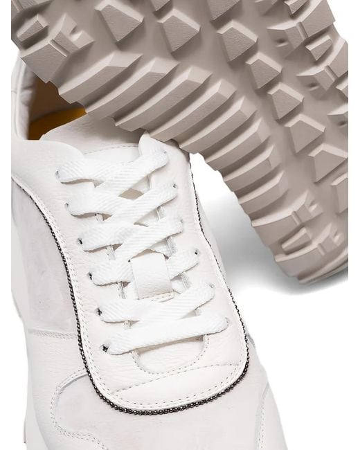 Doucal's White Panelled Leather Sneakers