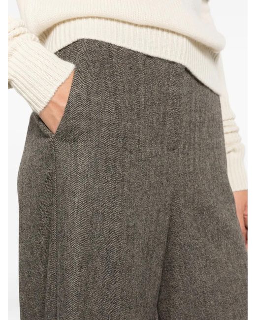 iBlues White Herringbone-Pattern Trousers