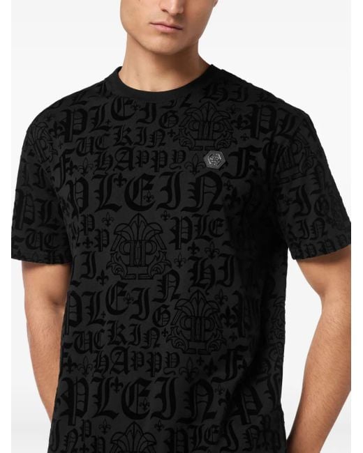 Philipp Plein Black T-Shirt Round Neck Ss Gothic Plein for men