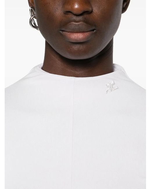 Courreges White High-Neck Long-Sleeve Midi Dress