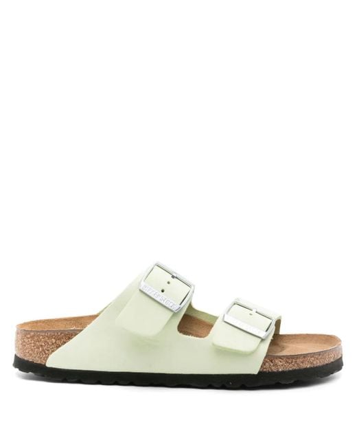 Birkenstock White Arizona Suede Slides