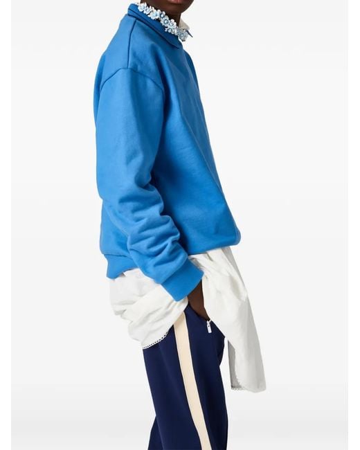 Miu Miu Blue Cotton Fleece Sweatshirt