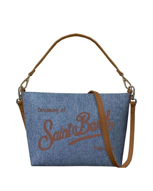 Mc2 Saint Barth Blue Aline Shoulder Logo Denim Shoulder Bag