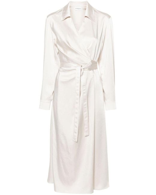Claudie Pierlot White Wrap Satin Midi Dress