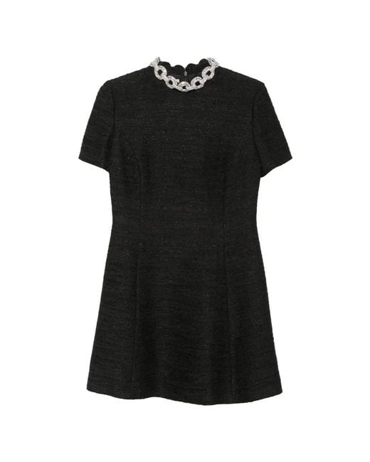 Valentino Garavani Black Embellished Boucle-Tweed Dress