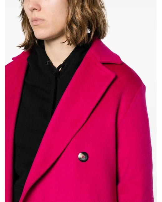 Herno Pink Double-Breast Virgin Wool Coat