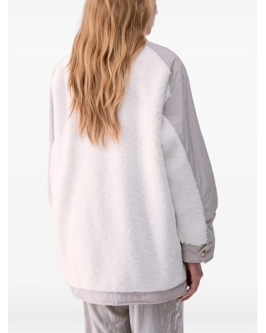 Liu Jo White Oversized Teddy Bomber Jacket