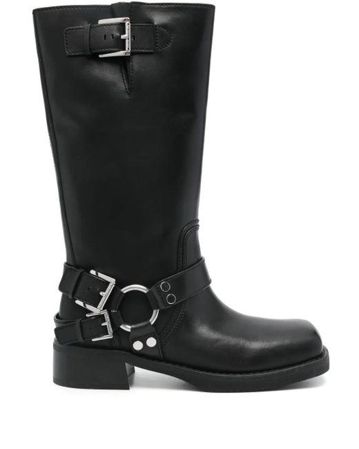 MICHAEL Michael Kors Black Square-Toe Tall Leather Boots