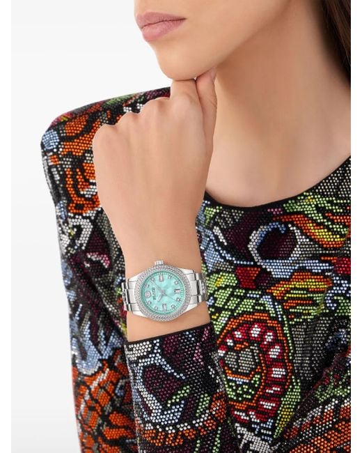 Philipp Plein Blue Stainless Steel Geometric Dial Watch