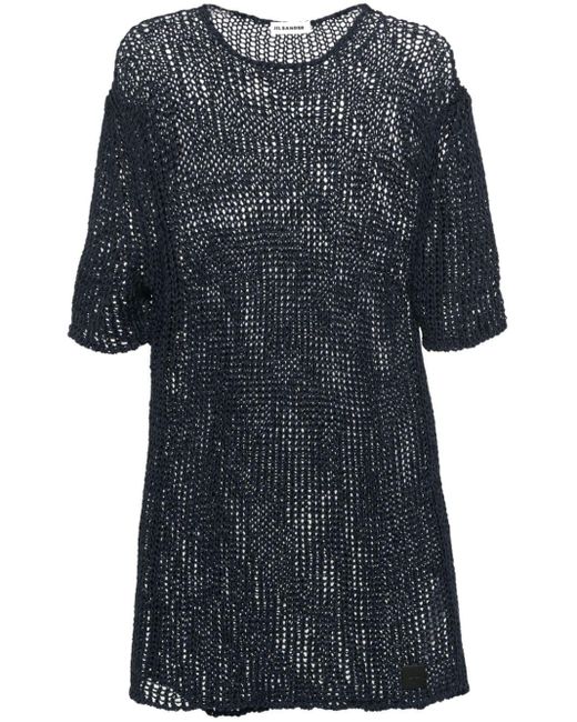 Jil Sander Black Sheer Cotton Mini Dress