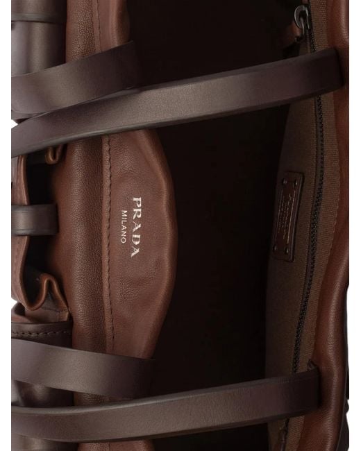 Prada Brown Route Large Leather Tote Bag