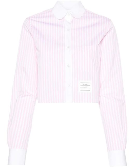 Thom Browne レディース ホワイト ストライプ クロップド シャツ