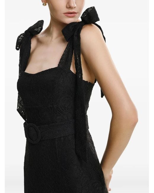 Lita Couture Black Ribbon-Strap Maxi Dress