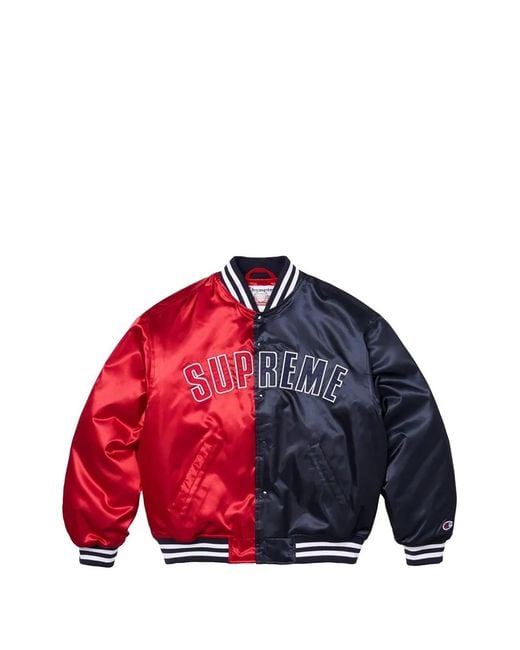 Supreme Red Champion Varsity Bomber Jacket for men