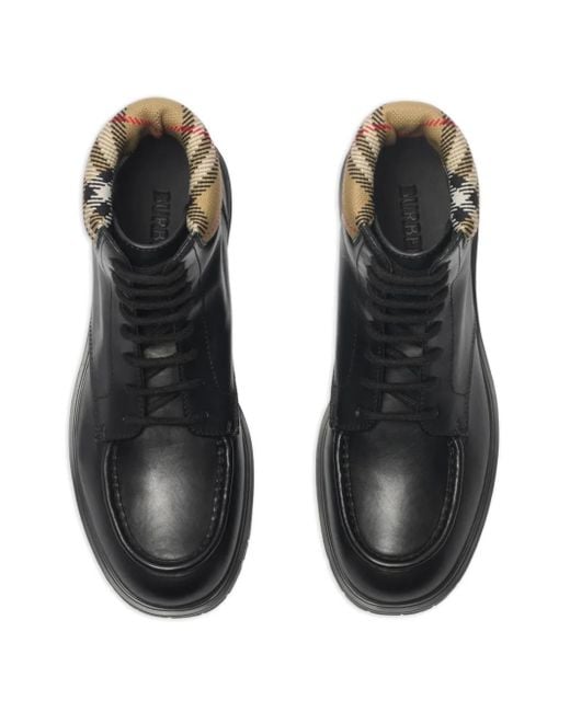 Burberry Black Combat Rogue Leather Boots for men