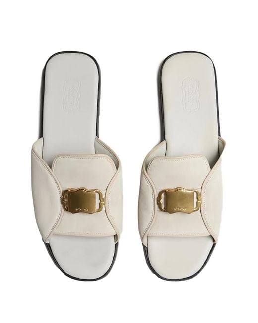Agnona White Buckle Suede Sandals