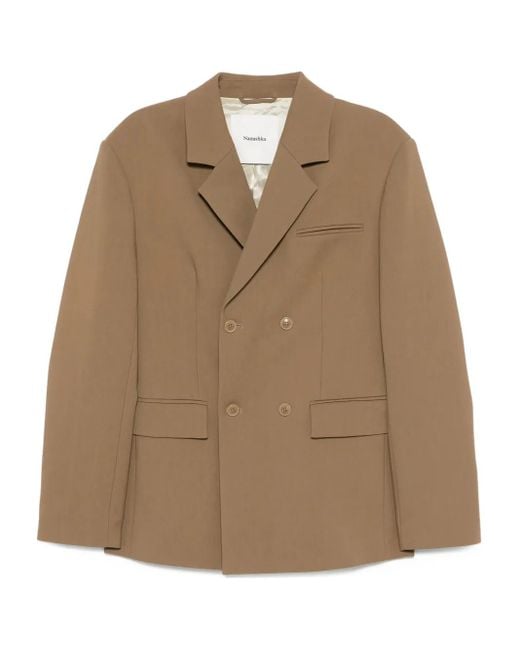 Nanushka Natural Double-Breasted Blazer