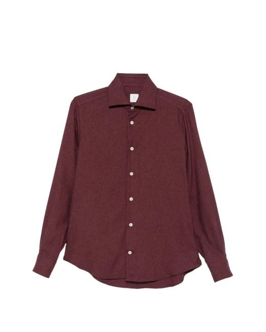 Eleventy Purple Button-Up Long-Sleeve Shirt for men
