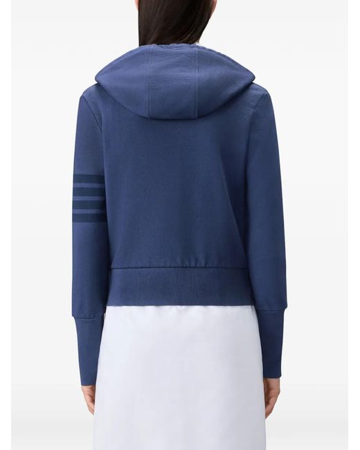 Thom Browne Blue Loopback 4-Bar Shrunken Hoodie