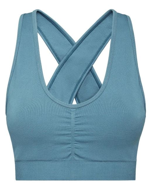 Philipp Plein Blue Seamless Wide-Straps Sports Bra