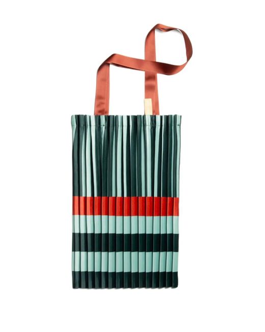 MULTITUDES BAGS White Smeralda Pleated Striped Tote Bag