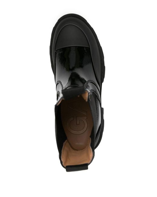 Ganni Black Patent-finish Chunky Boots