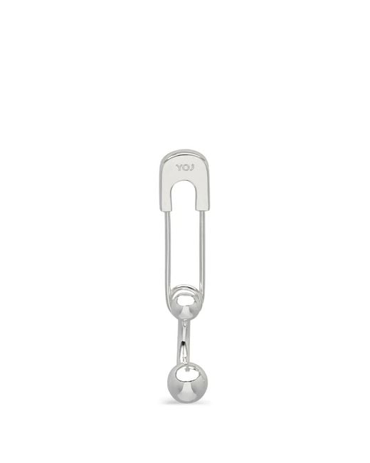 Yoj White X Cutout Mini-Pin Stud Earring for men
