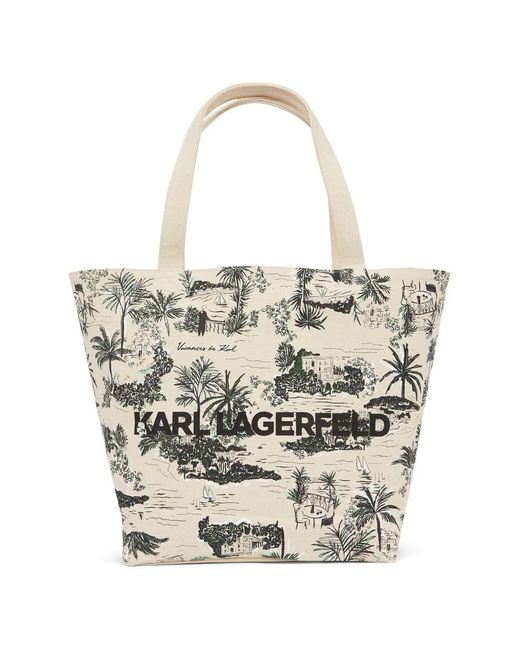 Karl Lagerfeld White Canvas Shopper Villa Design