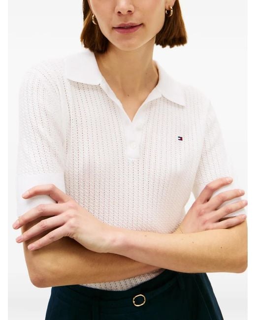 Tommy Hilfiger White Logo-Detail Polo Shirt
