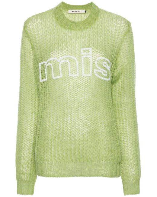 M I S B H V Green Pullover mit Logo-Print