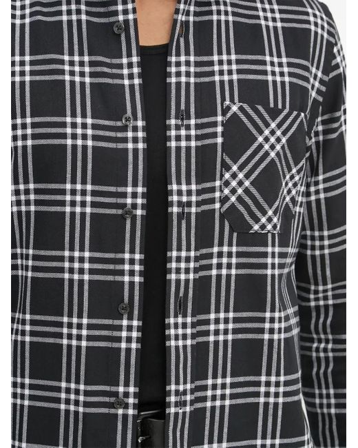 HUGO Gray Checked Chest-Pocket Shirt for men