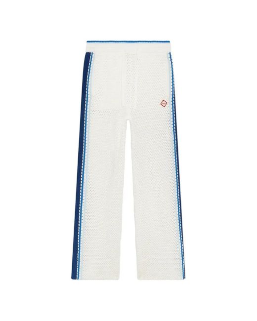 Casablanca White Side-Stripe Knitted Trousers for men