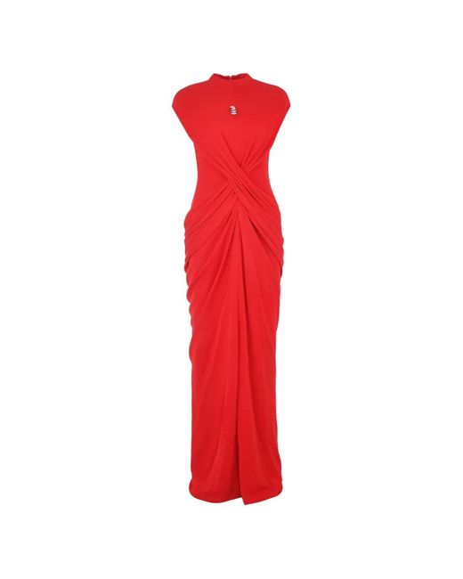 Chats by C.Dam Red Myla Draping Maxi Dress