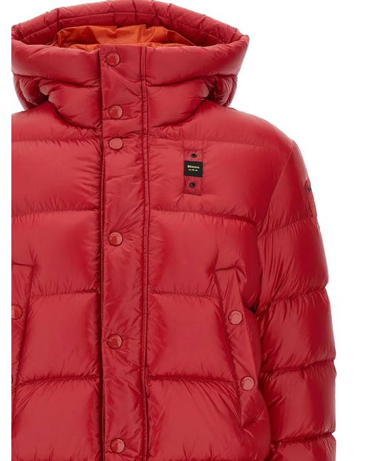 Blauer Red Hooded Quilted Down Jacket for men