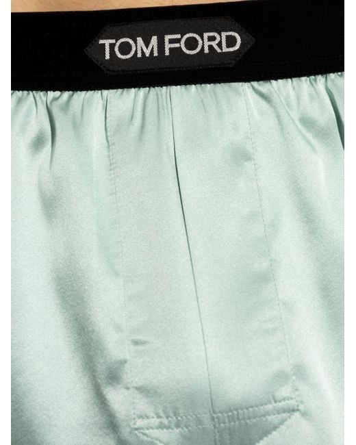 Tom Ford Green Logo-waistband Satin Boxers for men