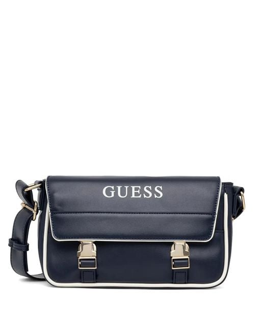 Guess Blue Clio Logo-Print Crossbody Bag