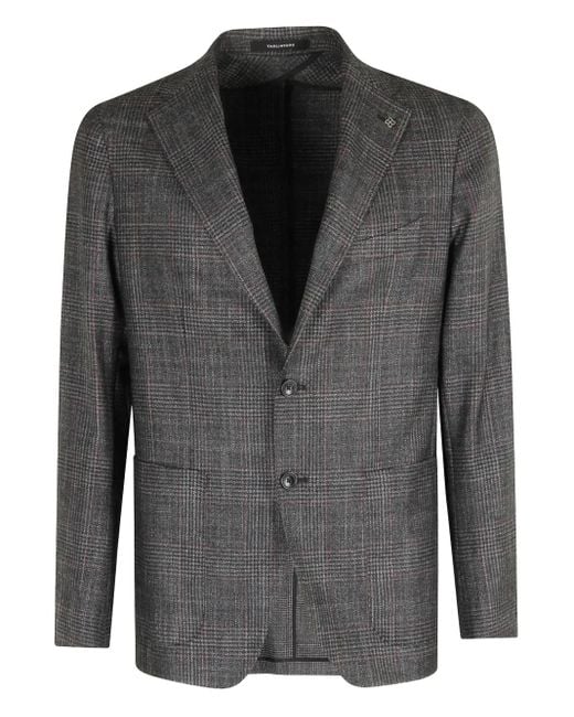 Tagliatore Black Checked Single-Breasted Jacket for men