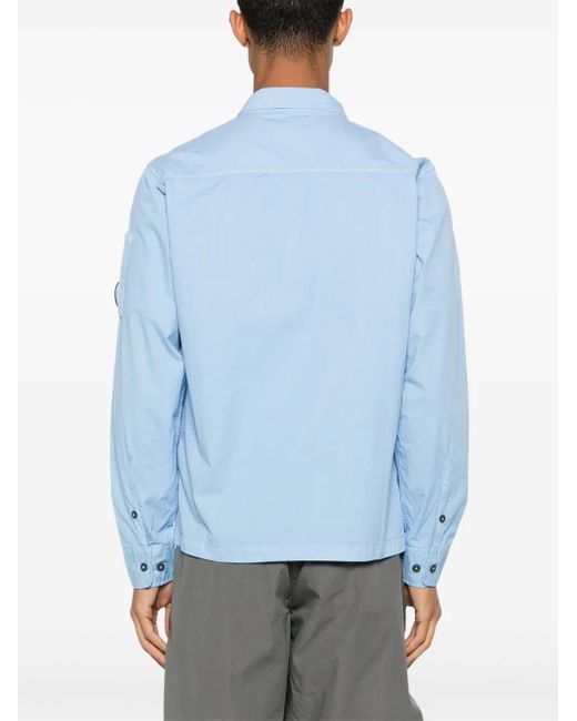 C P Company Blue Lens-Embellished Shirt Jacket for men