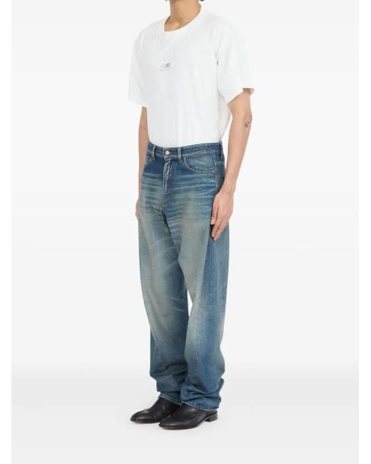 MM6 by Maison Margiela Blue Relaxed Fit Straight-Leg Jeans With Classic Five-Pocket Design for men