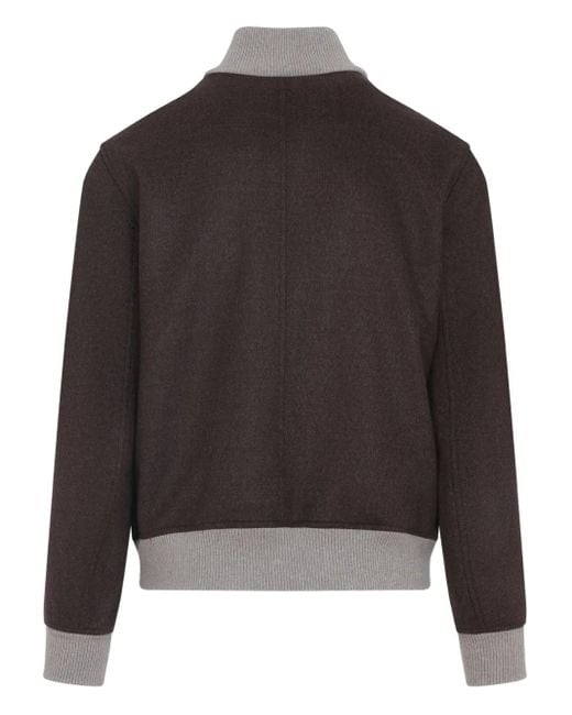 Brunello Cucinelli Gray Wool Bomber Jacket for men