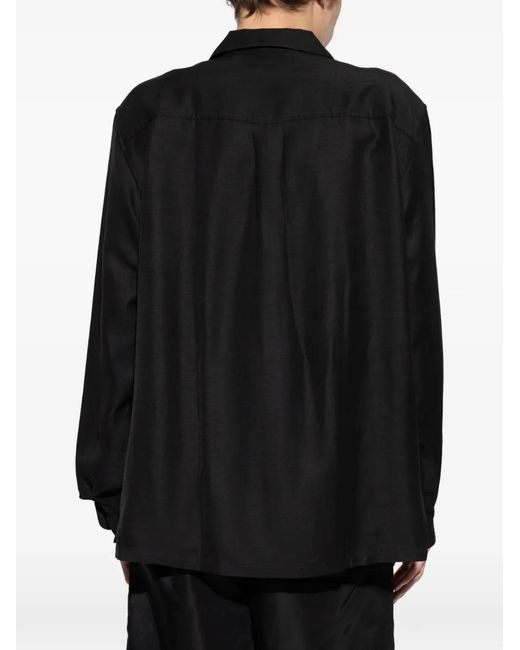 KENZO Black Zip-Up Logo-Embroidered Shirt for men