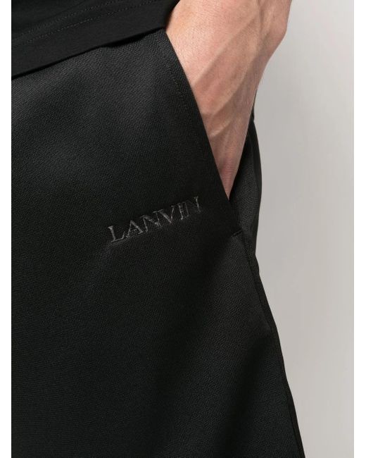 Lanvin Black Logo-embroidered Track Shorts for men