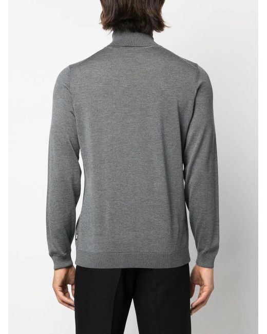 Boss Gray Roll Neck Wool Sweatshirt for men