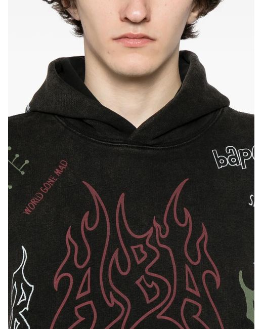 A Bathing Ape Black Logo-Print Hoodie for men
