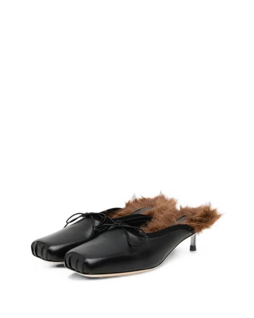 Simone Rocha White Faux Fur Lined Pointe Mules